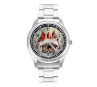 Cardinal Snowy Winter Scene Men's Casual Watch with Stainless Steel Strap Alloy Quartz Wrist Watches