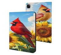 Cardinal Sunflower Bird Funny Tablet Cases Multi-Viewing Angels Trifold Stand Case Compatible with iPad Series