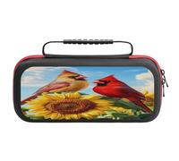 Cardinal Sunflower Bird Printed Portable Carrying Storage Case Compatible with Switch 20 Games Card Slots