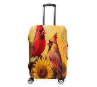 Cardinal Sunflower Birds Luggage Case Cover Protective Suitcase Covers Anti Scratch Baggage Washable Fits 19-32 Inch M