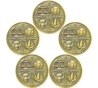 Cardinal Virtues Coin Four Virtues Stoic Coin Stoicism Medallion Reminder Token - Celebrating Justice, Courage, Wisdom, and Temperance (Pack of 5)