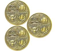 Cardinal Virtues Coin Four Virtues Stoic Coin Stoicism Medallion Reminder Token - Celebrating Justice, Courage, Wisdom, and Temperance (Pack of 3)