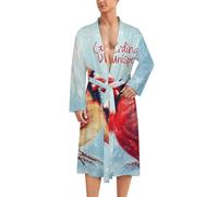 Cardinal Whisperer Mens Bathrobe Long Bath Robe Warm Spa Robe Nightgown Soft with Waist Belt