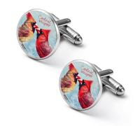 Cardinal Whisperer Mens Classic Cufflinks Custom Shirt Cuff Links Jewelry Accessories for Business Wedding 0.7" 0.8"