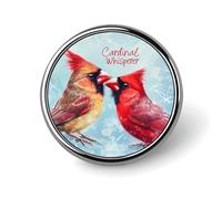Cardinal Whisperer Round Brooch Pin Lapel Pins Tie Suit Dress Accessories for Men Women Wedding Birthday