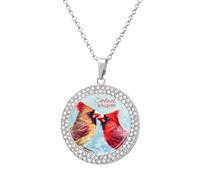 Cardinal Whisperer Women's Custom Pendant Necklace Round Diamond Necklaces Jewelry Gifts for Men Birthday