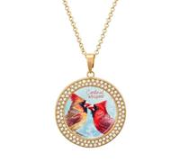 Cardinal Whisperer Women's Custom Pendant Necklace Round Diamond Necklaces Jewelry Gifts for Men Birthday
