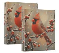 Cardinal Winter Berry 3 D-Ring Binder A4 2 Pack with 200 Sheet for Kids School Supplies Women Men Office