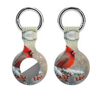 Cardinal Winter Bird Funny GPS Cases Holder with Key Chain Ring Protective Cover Compatible with Airtag 1PCS