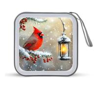 Cardinal Winter Bird Printed CD Case Hard Plastic Protective DVD Storage Binder Bag for Home Office