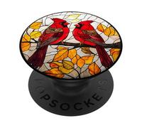 Cardinals Autumn Leaves Round Artwork PopSockets Adhesive PopGrip