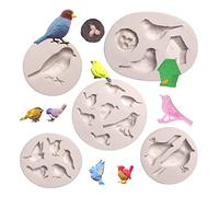 Cardinals Birds Chocolate Silicone Molds, 5 Packs Birds Fondant Molds for Baby Shower Cake Decoration,Cupcake Toppers, Forest Theme Party Cake,Clay, Resin, Candy