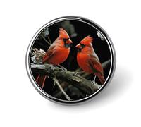 Cardinals Birds Fauna Wild Round Badge Pin Funny 1 Inch Button Brooch Lapel Pins Fashion Hat Shirt Pin Tie Tack Pinback Buttons Badge Party Supplies Decor Badges For Clothing Coat Hat Dress For Men Wo