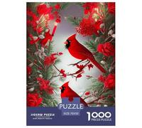 Cardinals in Red Blooms Jigsaw Puzzle 1000 Pieces Family Game Educational Fun Relax Decorative Poster Board 70x50cm/1000pcs