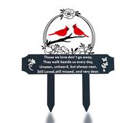Cardinals Memorial Plaques Grave Metal Marker for Cemetery Memorial Stakes Metal Double Insert Graveside Ornaments Elegant Memorial Garden Ornaments Durable Round Two Cardinals Outdoor Grave Decor