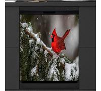 Cardinals Winter Bird Dishwasher Magnetic Cover Kitchen Decor Cardinal Front Dishwasher Refrigerator Magnetic Cover Sticker Appliance Decorative Cover 23 x 26 Inches