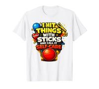 Cardio Drumming I Hit Things with Sticks Funny Workout Value Graphic T-Shirt, Men, White, S