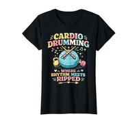Cardio Drumming Where Rhythm Meets Ripped Workout Value Graphic T-Shirt, Women, Black, L
