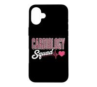 Cardiology Squad Pink Leopard EKG Heart Nurse Matching Case for iPhone 16 Plus