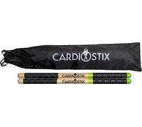 CardioStix 8.5oz per set Bundle Highest-Weighted Double Grip(1 PAIR) Premium American Hickory Wood Cardio Drum Sticks | Drumming, Fitness, Aerobic Class, Exercises(Green w/bag)