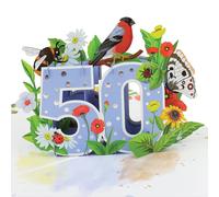 Cardology - 50th Birthday Pop Up Card - Floral 50th Birthday Card For Women