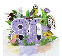 Cardology - 80th Birthday Pop-Up Card | 3D Floral Birthday Keepsake For Grandmother, Grandma