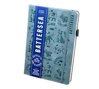 Cardology Battersea Dogs A5 Lined Journal Notebook | Soft Vegan Leather, Debossed Dog Cover in Dusky Blue, Lay-Flat Design, 120gsm thick paper and 200 pages, Charity Stationery Gift for Dog Lovers