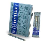 Cardology Battersea Dogs A5 Lined Notebook and Ballpoint Pen Bundle | Soft Vegan Leather Notebook in Dusky Blue and Refillable Black Ballpoint Pen | Stationery Gift for Dog Lovers