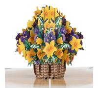 Cardology - Daffodils Basket Pop Up Card | Birthday Cards For Women, Mothers Day Cards, Valentines Day Cards, Flowers 3D Greeting Card, Anniversary Cards - Handmade