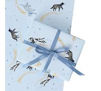 Cardology - Dogs Christmas Wrapping Paper | Set of 4 Sheets & 4 gift tags (2 different designs), Plastic Free & Fully Recyclable, 50cm x 70cm per sheet | Officially Licensed Battersea Wrap