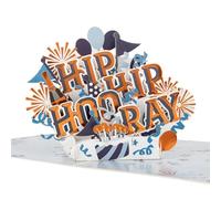 Cardology - Hip Hip Hooray Pop-Up Card | 3D Celebration Greeting for Birthdays, Retirement, New Home or New Job