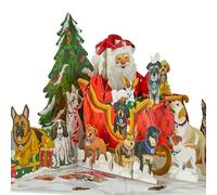 Cardology - Santa Dogs Pop-Up Card - Charity Christmas Card for Dog Lovers, Battersea Dogs & Cats Home Officially Licensed