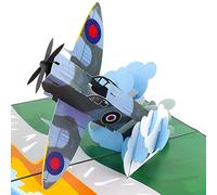 Cardology - Spitfire Pop Up Birthday Card | Perfect for Birthday or Father’s Day for Aviation & Plane Enthusiasts, RAF Gifts, Fighter Plane 3D Greeting Card
