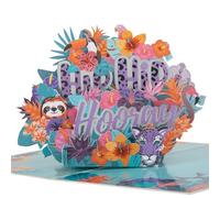 Cardology - Tropical Hip Hip Hooray Pop-Up Card | 3D Celebration Greeting for Birthdays or Congratulations