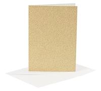 Cards and Envelopes, card size 10,5x15 cm, envelope size 11,5x16,5 cm, gold, glitter, 4sets