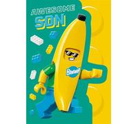 Cards Awesome Son Hallmark Birthday, LEGO Themed Banana Building Block Card, 1 Piece, 36+ Months