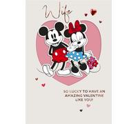Cards Disney Mickey and Minnie Mouse Valentine's Day, Wife So Lucky, Romantic Hearts Design