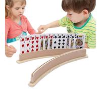 Cards for Playing | Handsa Holder in Curved Wood | Pack of 2 Poker Organiser Tray Accessories for Poker, Canasta, Pinochle, With this Card Holder you can