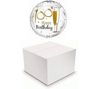 Cards Galore Online Round 18" 100th Birthday Foil Helium Balloon In Box - Age 100 Unisex Gold Flutes