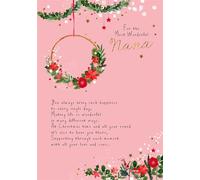 Cards Hallmark Christmas for Nana, Floral Design, Pink Background