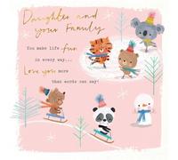 Cards Hallmark Daughter and Family Christmas Greeting, Featuring Cute Animal Illustrations