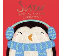 Cards Hallmark Sister Christmas, Penguin Design, Red and Blue