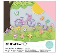 Cardstock 12x12 Scrapbook Paper Pack - Textured Heavy Duty Paper for Die Cutting, Card Making, Crafts - 60 Square Sheets, 20 Unique Colors, 80lb (216gsm), Solid Core - Spring