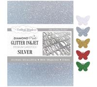 Cardstock Warehouse Diamond Print Inkjet Glitter-Premium Silver Glitter Cardstock Paper - 15 Sheets, 8.5 x 11" - 104 lb/280 GSM for Inkjet Printing, Die-Cutting, Card Making, Crafts, and DIY Projects