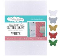 Cardstock Warehouse Diamond Print Inkjet Glitter - Premium White Glitter Cardstock Paper - 15 Sheets, 8.5 x 11-104 lb/280 GSM for Inkjet Printing, Die-Cutting, Card Making, Crafts, and DIY Projects