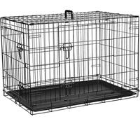 Cardys Dog Crate Large | Dog Cage with 2 Doors Dual Access | Easy Clean Removable Plastic Tray | Folding Metal Training Dog Crate | Large Size 36 inch - Sliding Locks & Carry Handle - Ideal for Travel