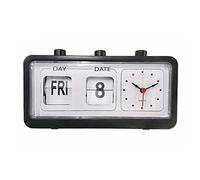 cardyven 2 in 1 Manual Jump Calendar Desktop Alarm Clock (Black)