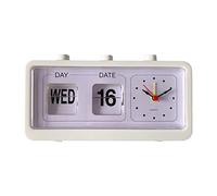 cardyven 2 in 1 Manual Jump Calendar Desktop Alarm Clock (White)