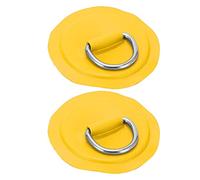 cardyven 2Pcs PVC D Ring Patches, Heavy Duty Tie Down Fittings with Stainless Steel D Rings Water proof Repair Patch for Inflatable Boats Kayaks Rafts, Canoes, Surfboards, Paddleboards (Yellow)