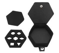 cardyven Hexagonal PU Leather Dice Storage Box with Sponge Tray, Portable Travel Case for RPG D&D MTG Dice Black Protective Multi Dice Holder for Game Nights Tournaments